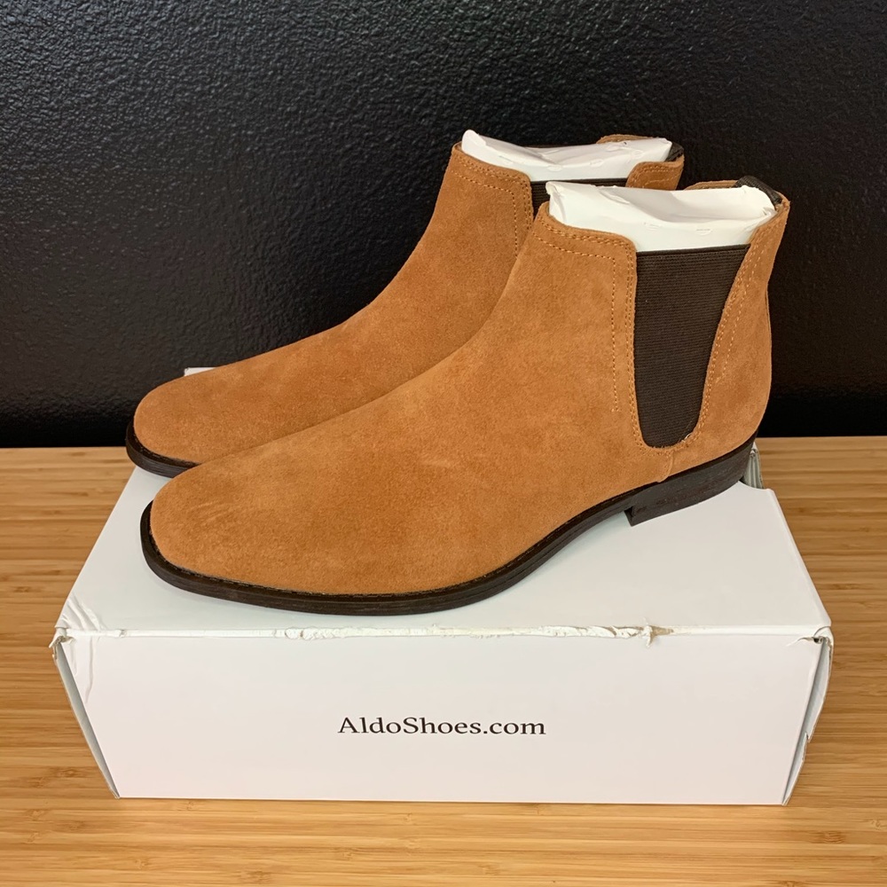 NWT ALDO MENS PELICIEN CHELSEA BOOTS SZ 9 LT BROWN